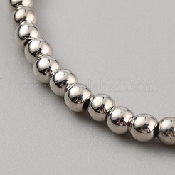 CCB プラスチック ラウンド ビーズ ストレッチ ブレスレット  プラチナ  ビーズ：3.7mm  内径：2インチ（5.2cm）&nbsp;BJEW-WH0023-03A-P