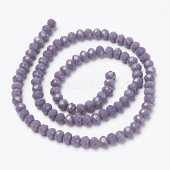 オペークソリッドカラーガラスビーズ連売り  多面カット  ロンデル  紫色のメディア  3.5~3.8x3mm  穴：0.8~1mm  約105~110個/連  29~31cm&nbsp;EGLA-A034-P3mm-D11