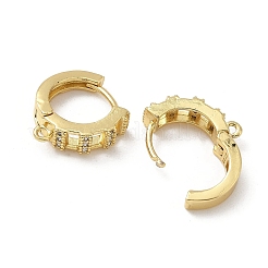 Brass Micro Pave Clear Cubic Zirconia Hoop Earring Findings&nbsp;KK-G536-08G