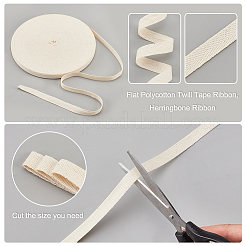 フラットポリコットンツイルテープリボン  ヘリンボーンリボン  トウモロコシの穂の黄色  12x0.6mm&nbsp;OCOR-WH0066-92B-01