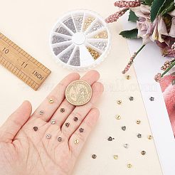 240個12スタイルの合金ボタン  2穴ボタン  ハート＆スター＆フラットラウンド  ミックスカラー  4~4.5x4.5x1~1.5mm  穴：0.7mm  20個/スタイル&nbsp;FIND-FG0001-42