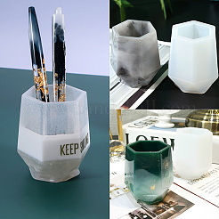 DIYペン花瓶型キット  シリコンモールド入り  計量カッププラスチック工具  プラスチック移送ピペット  白樺の木製クラフトアイスクリームスティックとラテックス指サック  ホワイト  61x69x72mm  内径：38x43mm  1 PC&nbsp;DIY-GF0003-23