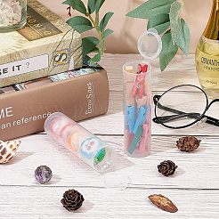 クリアプラスチックビーズ収納ケース  ヒンジ付き蓋付き  フリップカバー  コラム  ホワイト  8.8x2.5cm  内径：2.3のCM&nbsp;CON-WH0074-69