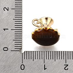 合金チャーム  エナメル  ゴールドカラー  コー​​ヒーカップ  12.5x13.5mm  穴：2.5x4mm&nbsp;ENAM-D303-02G-05