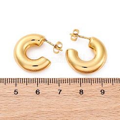 C字型304ステンレススチールスタッドピアス  ゴールドカラー  19.5x6mm&nbsp;EJEW-A125-15G