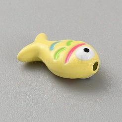亜鉛合金ビーズ  エンマエルと  魚  きいろ  15x9x6mm  穴：1.6mm&nbsp;LS-FIND-CJC0011-57E