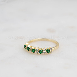 925 Sterling Silver Micro Pave Green Cubic Zirconia Finger Rings&nbsp;FS-WG746A1-02