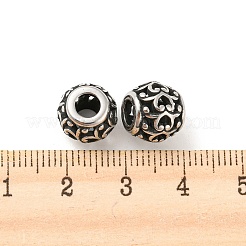 316サージカルステンレスビーズ  バレル  アンティークシルバー  10.5x9.5mm  穴：4mm&nbsp;STAS-Q304-10AS