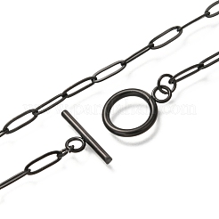 Unisex 304 Stainless Steel Paperclip Chain Necklaces&nbsp;NJEW-H215-04EB