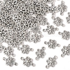 チベットスタイルの合金コネクターチャーム80個。  中空の花のリンク  アンティークシルバー  15.5x9.5x2mm  穴：1.4mm&nbsp;FIND-YW0008-29