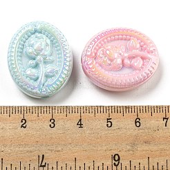 UVメッキ虹色アクリルビーズ  花柄とオーバル  ミックスカラー  27.5x23x11mm  穴：2.5mm&nbsp;X-OACR-G039-19