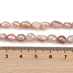 天然養殖淡水パールビーズ連売り  研磨両側  グレード2 A  ロージーブラウン  5~6mm  穴：0.6mm  約45~46個/連  13.23~13.50''（33.6~34.3センチメートル）&nbsp;PEAR-P064-20H-01D