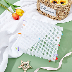 DIYの長方形のプラスチックメッシュシートセット  刺繡編みバッグボトムアクセサリー用  ホワイト  150~328x50~196x1.6mm  5個/セット&nbsp;DIY-WH0301-11