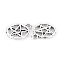 合金のチベット風チャーム  鉛フリー＆カドミウムフリー  スター  アンティークシルバー  16x13x1mm  穴：1.8mm  約690個/500g&nbsp;TIBE-S323-103AS-RS
