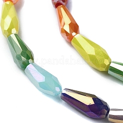 電気メッキガラスビーズセット  多面カット  ティアドロップ  ミックスカラー  9.5x4.5mm  穴：1mm  約21個/連  7.72''（19.6センチメートル）&nbsp;X-EGLA-C004-01