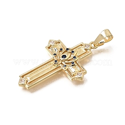 Brass Micro Pave Blue Cubic Zirconia Pendants&nbsp;CU-CBA4BAF-02G
