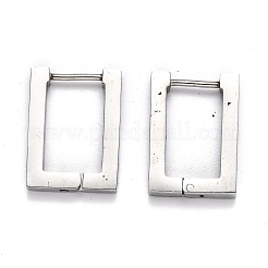 変色しにくい304ステンレススチールの長方形のフープピアス  ステンレス鋼色  17.5x12.5x3mm  ピン：1mm&nbsp;STAS-H156-10B-P