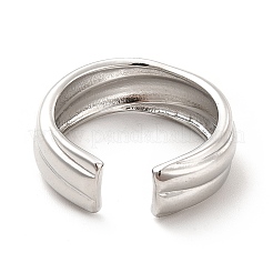 Non-Tarnish 304 Stainless Steel Grooved Open Cuff Ring for Women&nbsp;RJEW-F131-14P