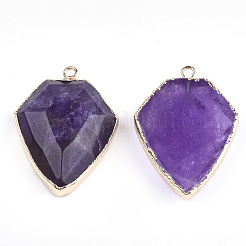 Electroplate Natural Amethyst Pendants&nbsp;G-S344-20B