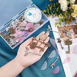 DIY Skeleton Key & Wing Pendant Charm Bracelet Making Kit&nbsp;DIY-SC0017-49