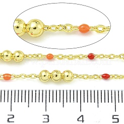 Brass Enamel Round Beaded Link Chain&nbsp;CHC-G022-07G-16