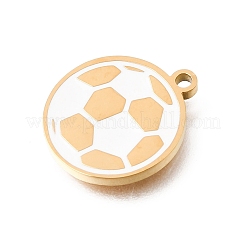 304ステンレススチールエナメルペンダント  サッカーのチャーム  イオンプレーティング（ip）  18KGP本金メッキ  15x13x1.5mm  穴：1.5mm&nbsp;STAS-E531-20G-A