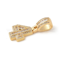 Brass Clear Cubic Zirconia European Dangle Charms&nbsp;KK-R003-01G-04
