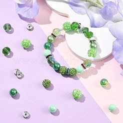 DIYビーズパーツキット 200個  真鍮ラインストーンとポリマークレイラインストーンビーズを含む  アクリル、プラスチック、樹脂、ガラスビーズ  グリーン  6~12x3.5~10mm  穴：1~2.5mm&nbsp;DIY-CJ0003-45