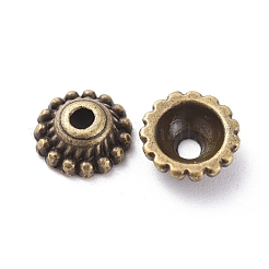 チベットスタイルの合金キャップ  カドミウムフリー＆ニッケルフリー＆鉛フリー  アンティークブロンズ  8x3mm  穴：2mm&nbsp;X-MLF1235Y-NF