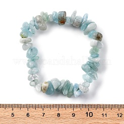 ユニセックスチップナチュラルアクアマリンビーズストレッチブレスレット  内径：1-3/4~2インチ（4.5~5cm）&nbsp;X-BJEW-S143-33