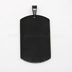 男性用 201 ステンレススチール 大きな長方形 手打ち 空白タグ ペンダント  ガンメタ色  50x29x1.5mm  穴：9x3mm&nbsp;STAS-O044-121