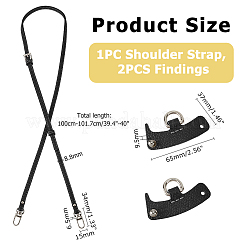レザーショルダーストラップ  合金パーツ  バッグストラップ用交換アクセサリー用  ブラック  1000~1017x8.8mm&nbsp;FIND-WH0111-571B