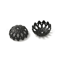 304ステンレススチールビーズキャップ  花  ブラック  12x5.5mm  穴：1.2mm&nbsp;STAS-P363-08EB
