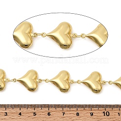 304ステンレススチールハートリンクチェーン  ハンダ付け  スプールで  長持ちメッキ  ゴールドカラー  21x16.5x6.5mm&nbsp;CHS-C021-01B-G