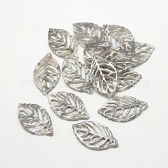 セルロースアセテート（樹脂）ペンダント  葉  グレー  38.5x22x2.5mm  穴：1.5mm&nbsp;X-KY-S105-A310