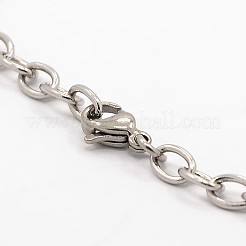 変色しにくい304ステンレススチールアズキチェーンブレスレット  カニカン付き  ステンレス鋼色  210x4x1mm&nbsp;LS-BJEW-E034-22P
