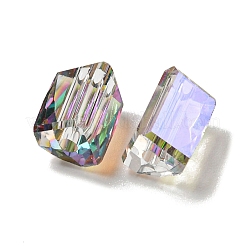 電気メッキガラスビーズ  多面カット  三角形  ホワイトスモーク  7.5x5.5x6mm  穴：1.2mm  100個/袋&nbsp;EGLA-Z004-05D