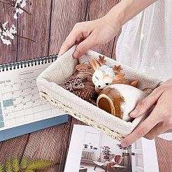紙編みバスケット  取り外し可能なリネンライナー付き  洗濯用  ピクニックと食料品のバスケット  長方形  湯通しアーモンド  20~30x13~20x5~5.2cm  内寸：約18.5~29.5x11.8~19.5cm  2個/セット&nbsp;AJEW-GA0002-26