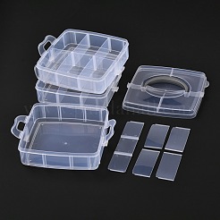 長方形のポータブルppプラスチック製の取り外し可能な収納ボックス  18層とハンドル付き  15x16.5x13.5コンパートメントオーガナイザーボックス  ホワイト  [1]cm&nbsp;CON-D007-02A