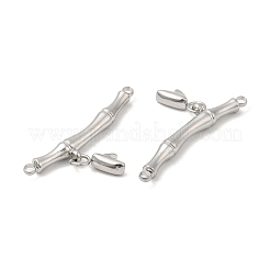 変色しない304ステンレススチールコネクタチャーム  竹のリンク  ステンレス鋼色  14x30x3.5mm  穴：1.6mm&nbsp;X-STAS-Z041-32P