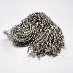 模造オーストリアクリスタルダブルコーンガラスビーズ連売り  グレードAA  多面カット  ライトグレー  4x4mm  穴：0.8~1mm  約75~78個/連  28~29cm&nbsp;GLAA-F029-4x4mm-07
