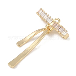 Brass Micro Pave Clear Cubic Zirconia Pendants&nbsp;KK-Z065-02G