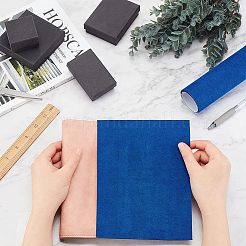 DIYイミテーションレザークロス1枚  ペーパーバック付き  製本用  ベルベットボックス作り  ダークブルー  430x1000mm&nbsp;DIY-OC0009-57D