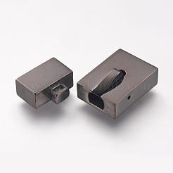 304ステンレススチール製マグネット留め具  長方形  ガンメタ色  23x12x6mm  穴：3x10mm&nbsp;STAS-I045-04-B