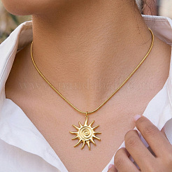304 Stainless Steel Vintage Sun Spiral Pendant Necklaces for Women&nbsp;WV2737