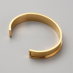 304 Stainless Steel Grooved Cuff Bangles&nbsp;BJEW-WH0019-07G