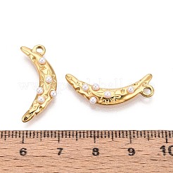 304 Stainless Steel and ABS Imitation Pearl Moon Pendants&nbsp;STAS-T071-19G