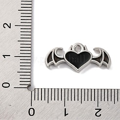 合金エナメルチャーム  翼のチャーム付きハート  プラチナ  9.5x20x2mm  穴：1.6mm&nbsp;FIND-U024-03P-02