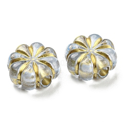 メッキクリアアクリルビーズ  ゴールドライン入り  花  ライトスチールブルー  13x5mm  穴：3mm  700個/ 500g&nbsp;OACR-B013-23C