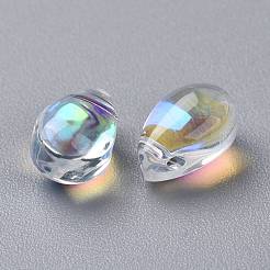 透明ガラスビーズ  トップドリルビーズ  ティアドロップ  クリアAB  9x6x5mm  穴：1mm&nbsp;GGLA-M004-05A-01